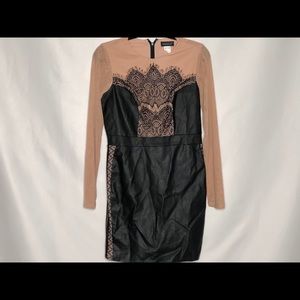 Women’s Black and Nude Laced Fitted Dress